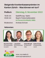 Podium: Steigende Krankenkassenprämien im Kanton Zürich – Was können wir tun?